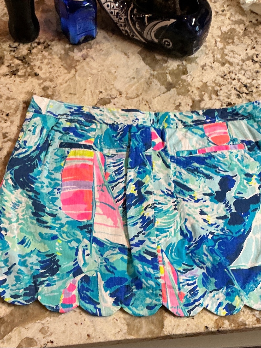 Lilly Pulitzer Blue & Pink Floral Scallop Hem Skort